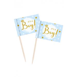 Cocktailprikkers Vlaggetjes - It's A Boy (50st)