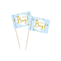 Cocktailprikkers Vlaggetjes - It's A Boy (50st)
