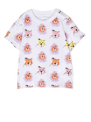 Stella McCartney Kids t-shirt en coton à imprimé animalier - Blanc
