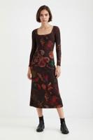Lange jurk met paisley - BROWN - XL