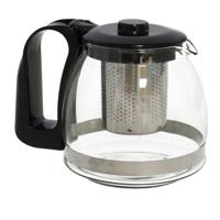 Theepot met thee infuser/theefilter - glas - 700 ml - zwart