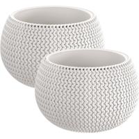 Kunststof bloempot/plantenpot Splofy - 2x - wit - D19 x H20 cm - 4 liter - rond - buiten/tuin potten