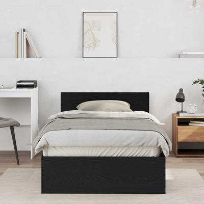 Bedframe met hoofdeinde Zwart Eiken 100 x 200 cm Bewerkt hout