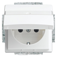 Busch-Jaeger Balance Contactdoos | Inbouw | 1-voudig | Randaarde | Met Klep | Polarwit - 66.054.44