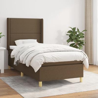 Boxspring met matras stof donkerbruin 90x200 cm