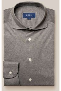 ETON Slim Fit Jersey shirt grijs, Effen