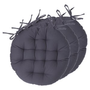 Atmosphera Stoelkussens rond - 6x - donkergrijs - katoen - 38 x 6.5 cm - wicker zitkussen