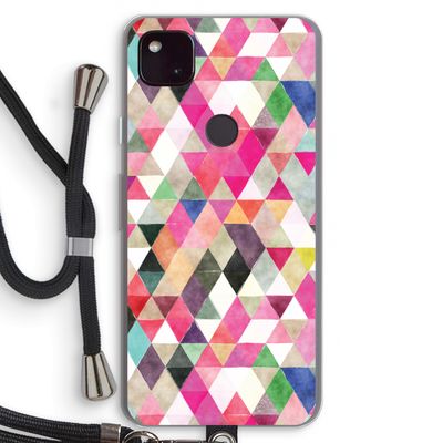 Gekleurde driehoekjes: Pixel 4a 5G Transparant Hoesje met koord
