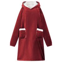 VidaXL Deken hoodie bordeaux rood m fleece en flanel