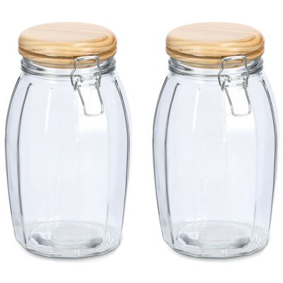 Weckpotten/inmaakpotten - 2x - 1.85L - glas - met beugelsluiting - D13 x H23 cm Weckpotten/inmaakpotten - 2x - 1.85L - glas - met beugelsluiting - D13 x H23 cm