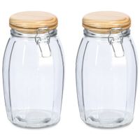 Weckpotten/inmaakpotten - 2x - 1.85L - glas - met beugelsluiting - D13 x H23 cm