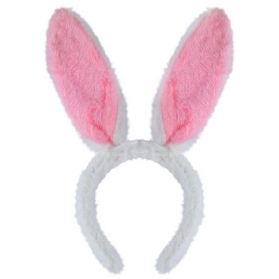 Konijnen/bunny oren wit met roze voor volwassenen 29 x 23 cm