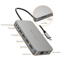 HYPER Dual 4K HDMI 10-in-1 USB-C Hub USB-C dockingstation Geschikt voor merk (dockingstation): Apple, Universeel USB-C Power Delivery, Geïntegreerde kaartlezer - thumbnail