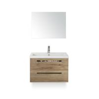 Seville Badmeubelset 80 cm - Natuur Eiken - Keramische Wastafel Wit Djazz - met Spiegel