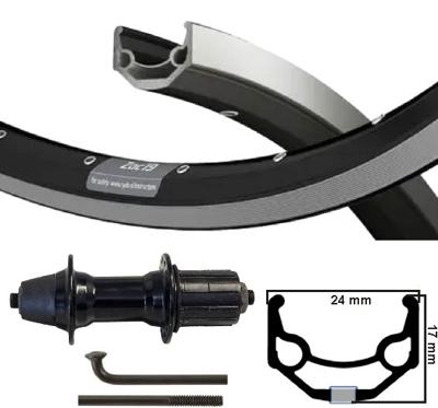 Kgs achterwiel 28 inch (622) zac19 zw/zilver cassette 8-9 sp uitval