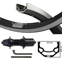 Kgs achterwiel 28 inch (622) zac19 zw/zilver cassette 8-9 sp uitval