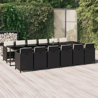 13-delige Tuinset met kussens poly rattan zwart