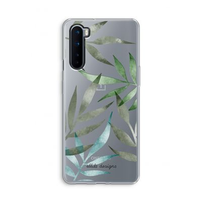 Tropical watercolor leaves: OnePlus Nord Transparant Hoesje