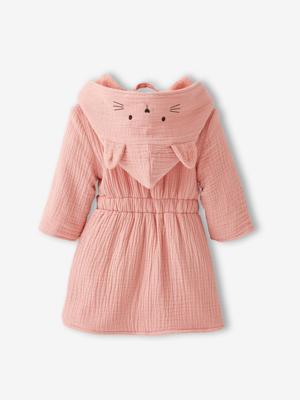 Biologisch katoenen gaas* baby badjas, aanpasbaar rozen Biologisch katoenen gaas* baby badjas, aanpasbaar rozen