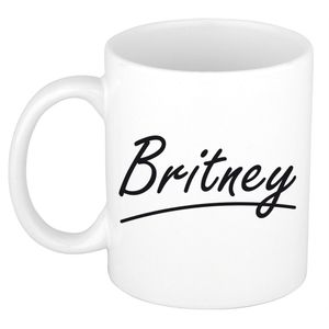 Britney voornaam kado beker / mok sierlijke letters - gepersonaliseerde mok met naam   -