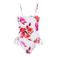 C&A gebloemd strapless badpak wit/rood - thumbnail
