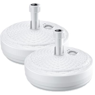 Prosperplast Parasolvoet rond - 2x - rotan - wit - 10L - D39 cm - kunststof