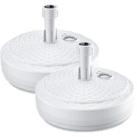 Prosperplast Parasolvoet rond - 2x - rotan - wit - 10L - D39 cm - kunststof