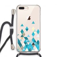 Gekleurde driehoekjes blauw: iPhone 8 Plus Transparant Hoesje met koord