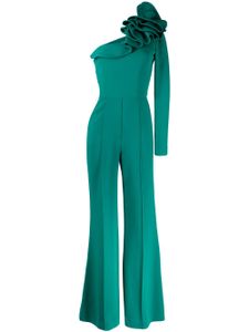 Elie Saab combinaison volantée à une épaule - Vert