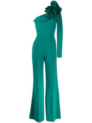 Elie Saab combinaison volantée à une épaule - Vert