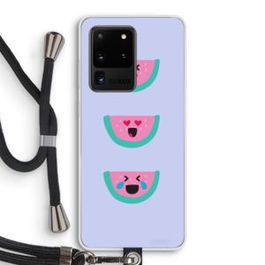 Smiley watermeloen: Samsung Galaxy S20 Ultra Transparant Hoesje met koord