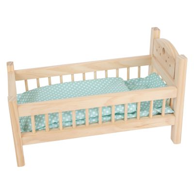 Small Foot - houten poppenbed natuurlijk met beddengoed, 4ldg.