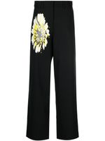 MSGM pantalon de tailleur à fleurs - Noir