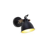 QAZQA Industriële wandlamp zwart met goud verstelbaar - Liko - thumbnail