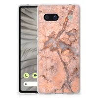 Google Pixel 7A TPU Siliconen Hoesje Marmer Oranje - thumbnail