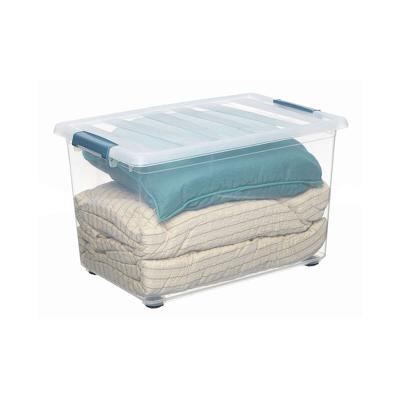 Multi-functionele Kist Domopak Living Katla Met wieltjes Met handvatten Transparant 57 L (59 x 39 x 36,5 cm)