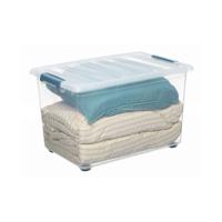 Multi-functionele Kist Domopak Living Katla Met wieltjes Met handvatten Transparant 57 L (59 x 39 x 36,5 cm)