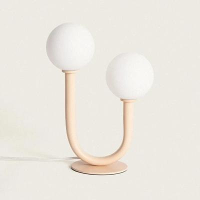 Tafellamp beige met opaalglas 2x G9 fittingen &apos;Lombardo&apos;