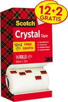 Scotch Plakband Crystal ft 19 mm x 33 m, doos met 14 rolletjes (12 + 2 gratis) - thumbnail