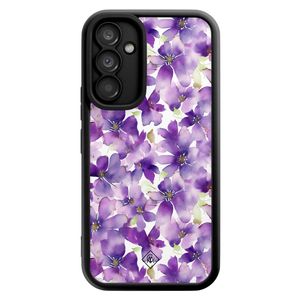 Samsung Galaxy A54 zwarte case - Floral violet