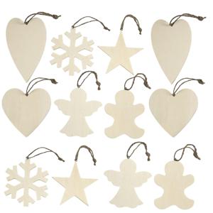 Kersthangers figuurtjes - 12x st - hout - 9 tot 11 cm - kerstornamenten - kerstboomversiering