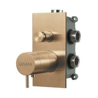 Inbouwkraan Qisani Flow Thermostatisch 2-weg Vierkant Geborsteld Goud