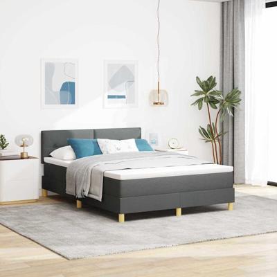 Boxspringbed met matras Donkergrijs 160 x 200 cm Stof