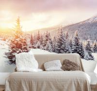 Fotobehang besneeuwde berglandschap