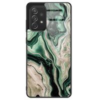 Samsung Galaxy A72 glazen hardcase - Green waves