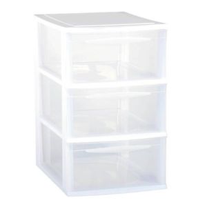 Ladenkast/bureau organizer wit stapelbaar A4 met 3x lades L25 x B36 x H27 cm - Ladeblok