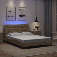 Bedframe met LED-verlichting kunstleer cappuccino 140x200 cm