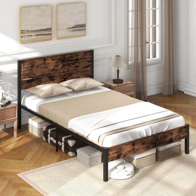 Metalen Bed Bedframe voor 200 x 140 cm Matras Tweepersoonsbedframe Bedomlijsting met Lattenbodem en Opbergruimte