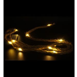 Touwverlichting - 2x st - jute - 10 LED lampjes - warm wit - 150 cm - lichtsnoer