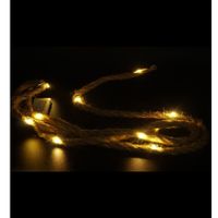 Touwverlichting - 2x st - jute - 10 LED lampjes - warm wit - 150 cm - lichtsnoer - thumbnail